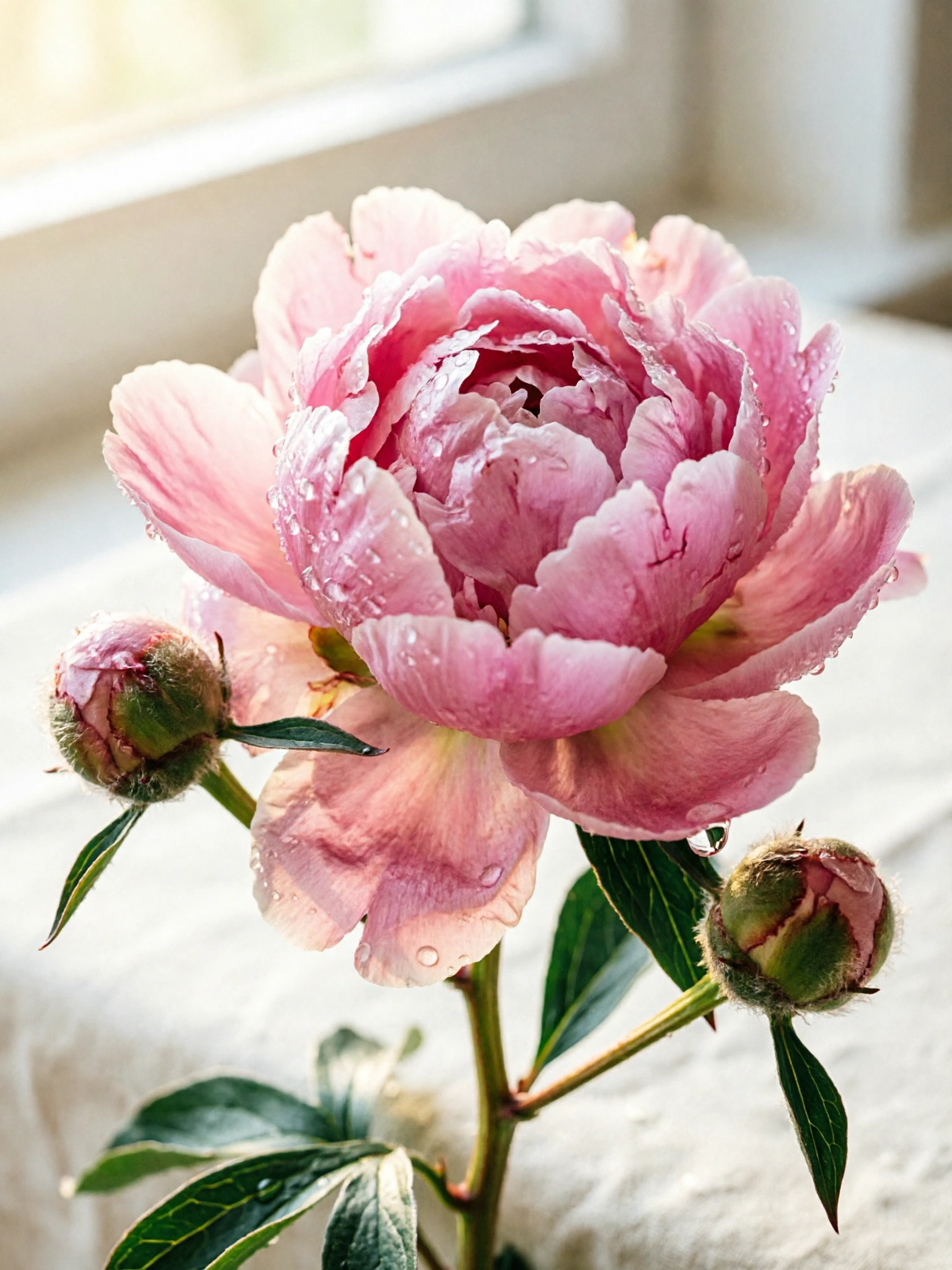 A peony in soft daylight