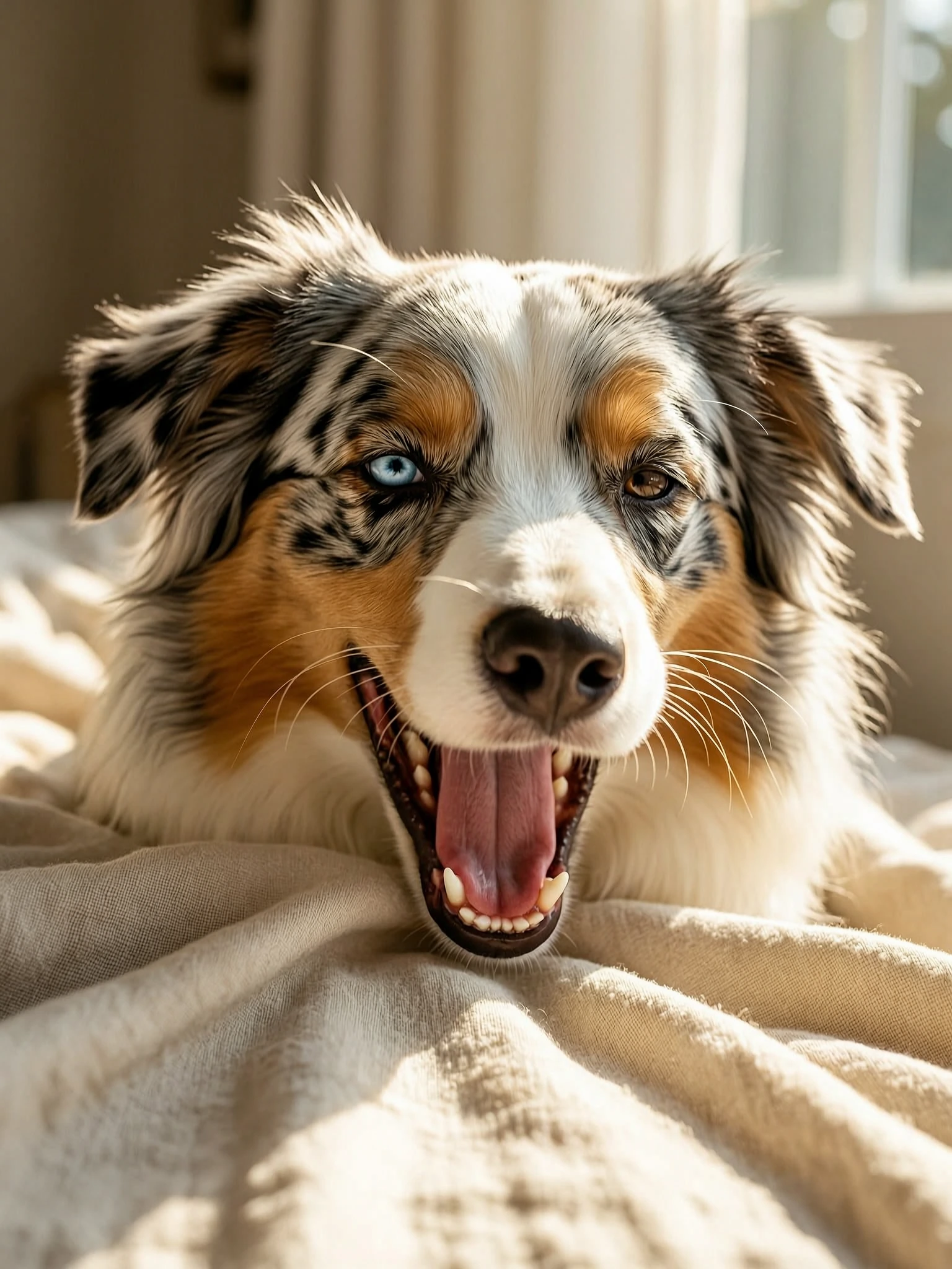 An Australian shepherd in the sun