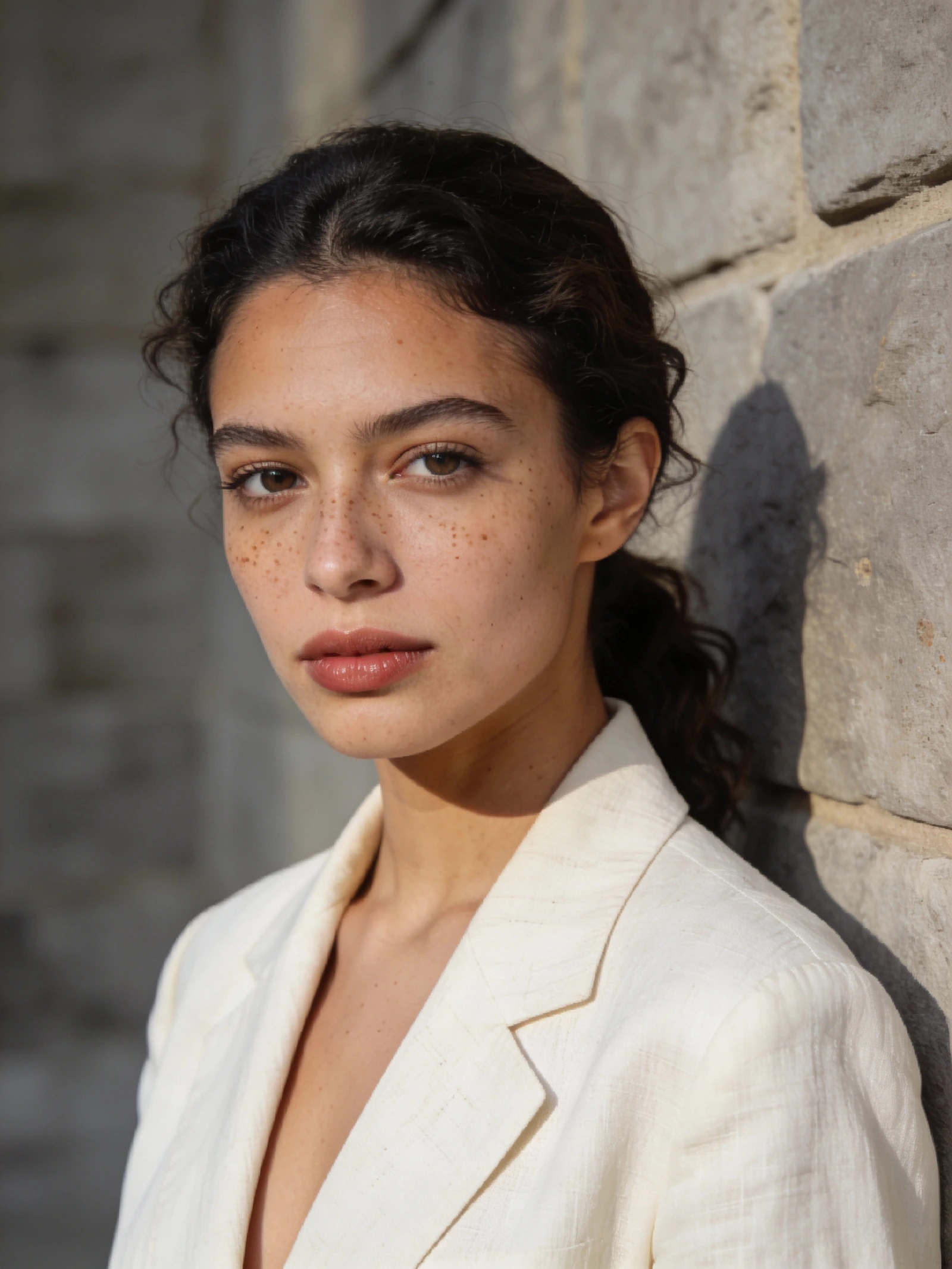 Ivory blazer in afternoon light