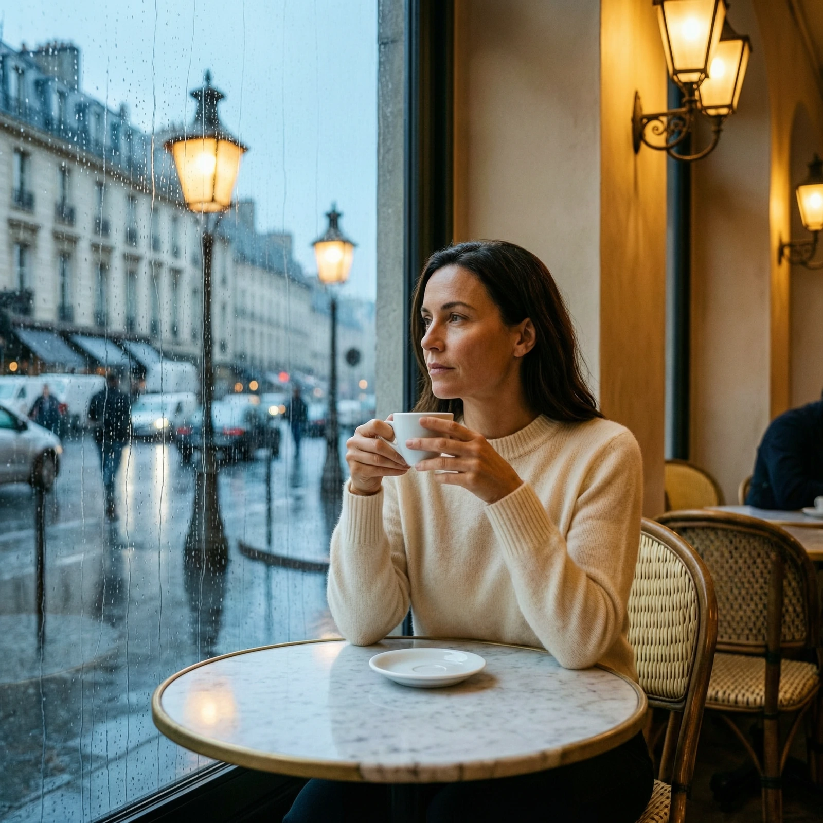 Rain outside the cafe