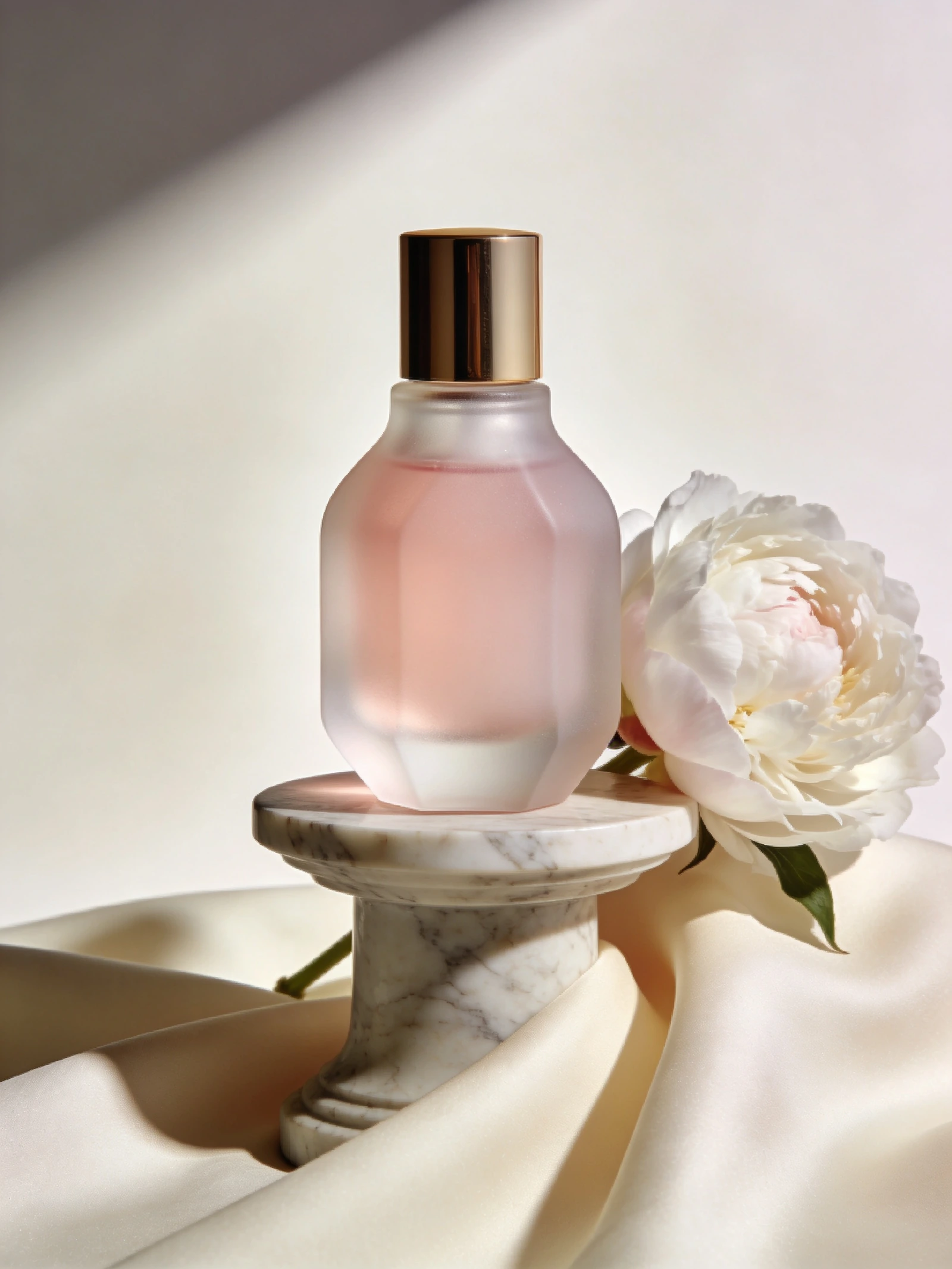 Rose glass and a white peony