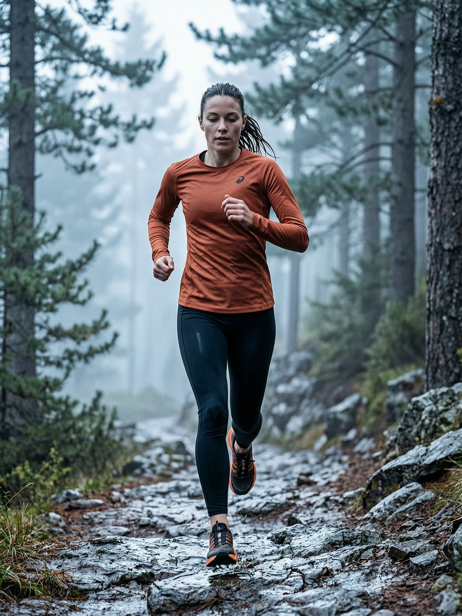 Running through the mist